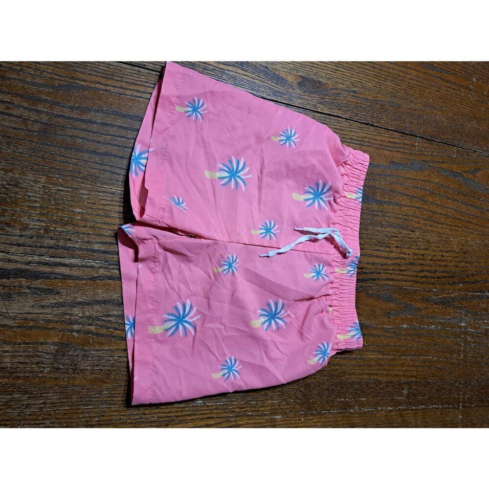Size 8/10 SheIn Elastic Drawstring Waist Palm Tree Print Shorts Pink Teal Yellow